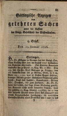 Göttingische Anzeigen von gelehrten Sachen (Göttingische Zeitungen von gelehrten Sachen) Montag 15. Januar 1798