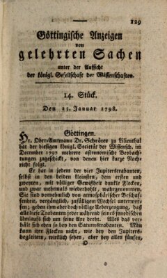 Göttingische Anzeigen von gelehrten Sachen (Göttingische Zeitungen von gelehrten Sachen) Donnerstag 25. Januar 1798