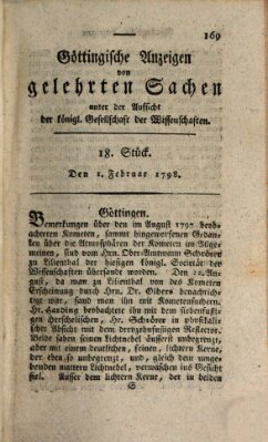 Göttingische Anzeigen von gelehrten Sachen (Göttingische Zeitungen von gelehrten Sachen) Donnerstag 1. Februar 1798