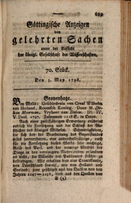 Göttingische Anzeigen von gelehrten Sachen (Göttingische Zeitungen von gelehrten Sachen) Donnerstag 3. Mai 1798