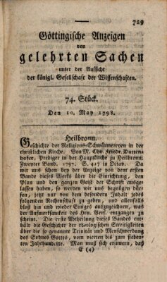 Göttingische Anzeigen von gelehrten Sachen (Göttingische Zeitungen von gelehrten Sachen) Donnerstag 10. Mai 1798