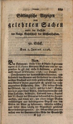 Göttingische Anzeigen von gelehrten Sachen (Göttingische Zeitungen von gelehrten Sachen) Donnerstag 7. Juni 1798