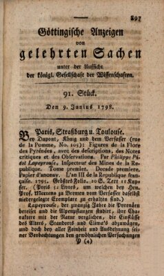 Göttingische Anzeigen von gelehrten Sachen (Göttingische Zeitungen von gelehrten Sachen) Samstag 9. Juni 1798