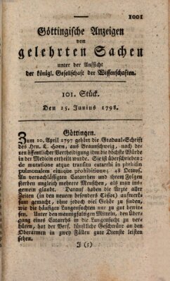 Göttingische Anzeigen von gelehrten Sachen (Göttingische Zeitungen von gelehrten Sachen) Montag 25. Juni 1798