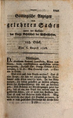 Göttingische Anzeigen von gelehrten Sachen (Göttingische Zeitungen von gelehrten Sachen) Montag 6. August 1798