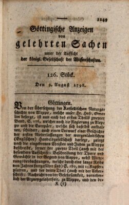 Göttingische Anzeigen von gelehrten Sachen (Göttingische Zeitungen von gelehrten Sachen) Donnerstag 9. August 1798