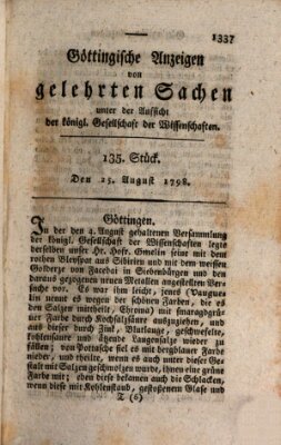 Göttingische Anzeigen von gelehrten Sachen (Göttingische Zeitungen von gelehrten Sachen) Samstag 25. August 1798