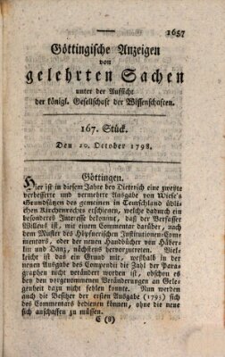 Göttingische Anzeigen von gelehrten Sachen (Göttingische Zeitungen von gelehrten Sachen) Samstag 20. Oktober 1798