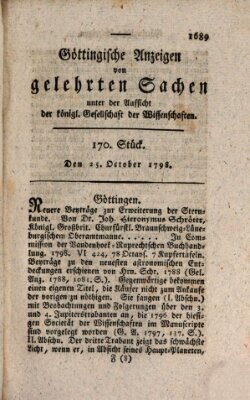 Göttingische Anzeigen von gelehrten Sachen (Göttingische Zeitungen von gelehrten Sachen) Donnerstag 25. Oktober 1798