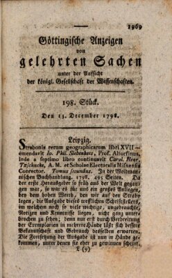 Göttingische Anzeigen von gelehrten Sachen (Göttingische Zeitungen von gelehrten Sachen) Donnerstag 13. Dezember 1798