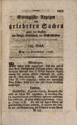 Göttingische Anzeigen von gelehrten Sachen (Göttingische Zeitungen von gelehrten Sachen) Samstag 15. Dezember 1798