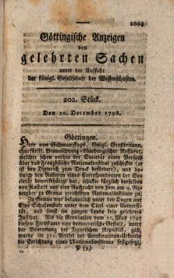 Göttingische Anzeigen von gelehrten Sachen (Göttingische Zeitungen von gelehrten Sachen) Donnerstag 20. Dezember 1798