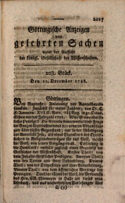 Göttingische Anzeigen von gelehrten Sachen (Göttingische Zeitungen von gelehrten Sachen) Samstag 22. Dezember 1798