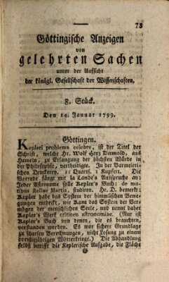 Göttingische Anzeigen von gelehrten Sachen (Göttingische Zeitungen von gelehrten Sachen) Montag 14. Januar 1799