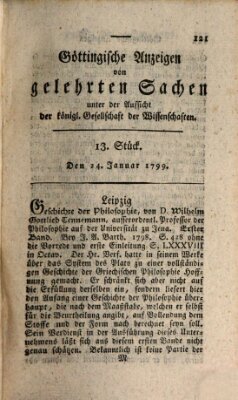 Göttingische Anzeigen von gelehrten Sachen (Göttingische Zeitungen von gelehrten Sachen) Donnerstag 24. Januar 1799