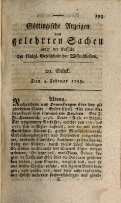 Göttingische Anzeigen von gelehrten Sachen (Göttingische Zeitungen von gelehrten Sachen) Montag 4. Februar 1799