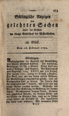 Göttingische Anzeigen von gelehrten Sachen (Göttingische Zeitungen von gelehrten Sachen) Montag 18. Februar 1799