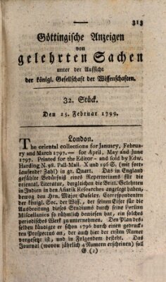 Göttingische Anzeigen von gelehrten Sachen (Göttingische Zeitungen von gelehrten Sachen) Montag 25. Februar 1799