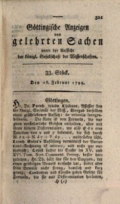 Göttingische Anzeigen von gelehrten Sachen (Göttingische Zeitungen von gelehrten Sachen) Donnerstag 28. Februar 1799