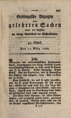 Göttingische Anzeigen von gelehrten Sachen (Göttingische Zeitungen von gelehrten Sachen) Donnerstag 21. März 1799