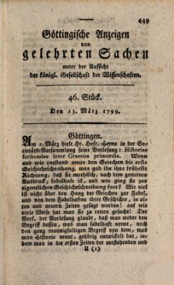 Göttingische Anzeigen von gelehrten Sachen (Göttingische Zeitungen von gelehrten Sachen) Samstag 23. März 1799