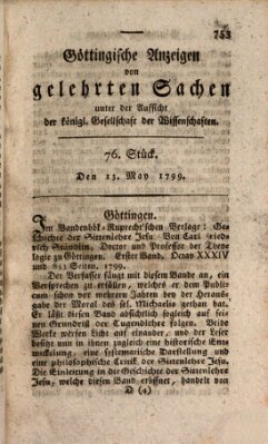 Göttingische Anzeigen von gelehrten Sachen (Göttingische Zeitungen von gelehrten Sachen) Montag 13. Mai 1799