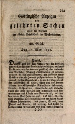 Göttingische Anzeigen von gelehrten Sachen (Göttingische Zeitungen von gelehrten Sachen) Montag 20. Mai 1799