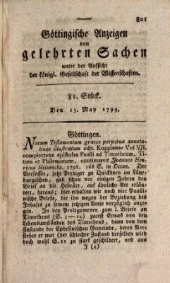 Göttingische Anzeigen von gelehrten Sachen (Göttingische Zeitungen von gelehrten Sachen) Donnerstag 23. Mai 1799