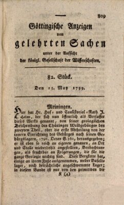 Göttingische Anzeigen von gelehrten Sachen (Göttingische Zeitungen von gelehrten Sachen) Samstag 25. Mai 1799