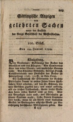 Göttingische Anzeigen von gelehrten Sachen (Göttingische Zeitungen von gelehrten Sachen) Montag 24. Juni 1799