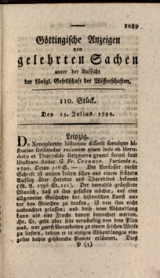 Göttingische Anzeigen von gelehrten Sachen (Göttingische Zeitungen von gelehrten Sachen) Samstag 13. Juli 1799