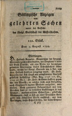 Göttingische Anzeigen von gelehrten Sachen (Göttingische Zeitungen von gelehrten Sachen) Samstag 3. August 1799