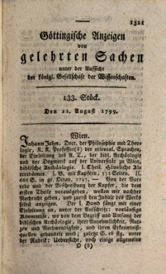 Göttingische Anzeigen von gelehrten Sachen (Göttingische Zeitungen von gelehrten Sachen) Donnerstag 22. August 1799