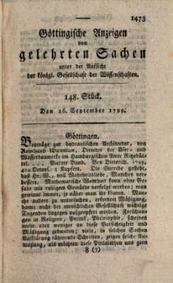 Göttingische Anzeigen von gelehrten Sachen (Göttingische Zeitungen von gelehrten Sachen) Montag 16. September 1799