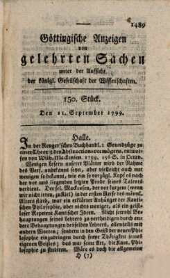 Göttingische Anzeigen von gelehrten Sachen (Göttingische Zeitungen von gelehrten Sachen) Samstag 21. September 1799