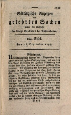 Göttingische Anzeigen von gelehrten Sachen (Göttingische Zeitungen von gelehrten Sachen) Samstag 28. September 1799