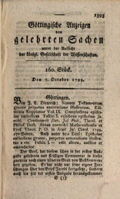 Göttingische Anzeigen von gelehrten Sachen (Göttingische Zeitungen von gelehrten Sachen) Montag 7. Oktober 1799