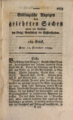 Göttingische Anzeigen von gelehrten Sachen (Göttingische Zeitungen von gelehrten Sachen) Montag 21. Oktober 1799