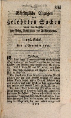 Göttingische Anzeigen von gelehrten Sachen (Göttingische Zeitungen von gelehrten Sachen) Montag 4. November 1799