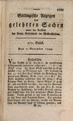 Göttingische Anzeigen von gelehrten Sachen (Göttingische Zeitungen von gelehrten Sachen) Donnerstag 7. November 1799