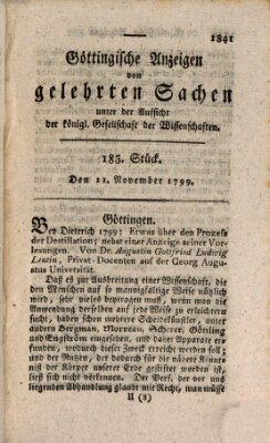 Göttingische Anzeigen von gelehrten Sachen (Göttingische Zeitungen von gelehrten Sachen) Donnerstag 21. November 1799