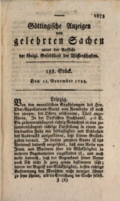 Göttingische Anzeigen von gelehrten Sachen (Göttingische Zeitungen von gelehrten Sachen) Montag 25. November 1799