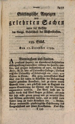 Göttingische Anzeigen von gelehrten Sachen (Göttingische Zeitungen von gelehrten Sachen) Dienstag 17. Dezember 1799