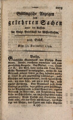 Göttingische Anzeigen von gelehrten Sachen (Göttingische Zeitungen von gelehrten Sachen) Montag 30. Dezember 1799