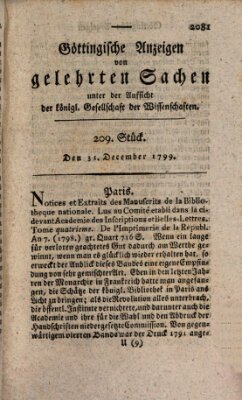 Göttingische Anzeigen von gelehrten Sachen (Göttingische Zeitungen von gelehrten Sachen) Dienstag 31. Dezember 1799