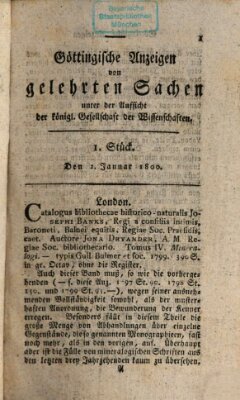 Göttingische Anzeigen von gelehrten Sachen (Göttingische Zeitungen von gelehrten Sachen) Donnerstag 2. Januar 1800