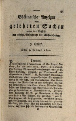 Göttingische Anzeigen von gelehrten Sachen (Göttingische Zeitungen von gelehrten Sachen) Donnerstag 9. Januar 1800