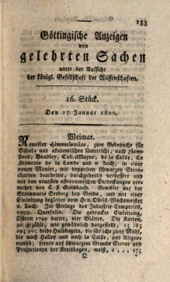 Göttingische Anzeigen von gelehrten Sachen (Göttingische Zeitungen von gelehrten Sachen) Montag 27. Januar 1800