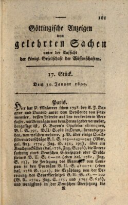 Göttingische Anzeigen von gelehrten Sachen (Göttingische Zeitungen von gelehrten Sachen) Donnerstag 30. Januar 1800