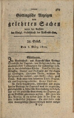 Göttingische Anzeigen von gelehrten Sachen (Göttingische Zeitungen von gelehrten Sachen) Samstag 8. März 1800